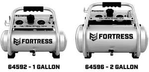 FORTRESS 64596 2 Gallon 135 PSI Ultra Quiet Hand Carry Jobsite Air Compressor