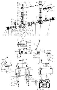 FORTRESS 64596 2 Gallon 135 PSI Ultra Quiet Hand Carry Jobsite Air Compressor - Assembly Diagram 1