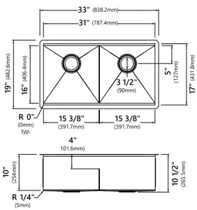 Kraus KWU111 17 Kore Workstation Stainless Steel Undermount Kitchen Sinks - KWU112-33