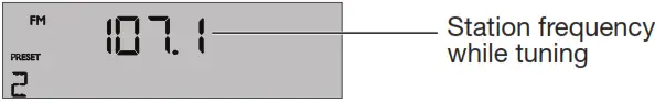 Tuning to an FM/AM station • When playing an audio CD, source information is displayed: Selected source Clock time When you press RADIO, Seek/Track, or