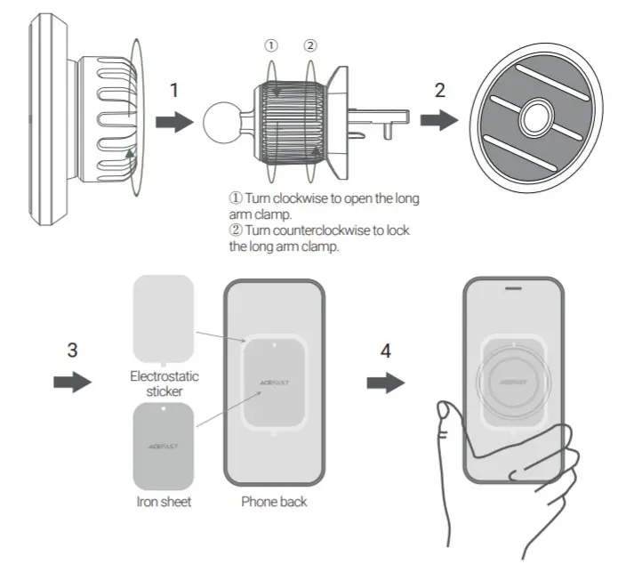 ACEFAST D6 Air Vent Magnetic Car Holder - Operating Instructions