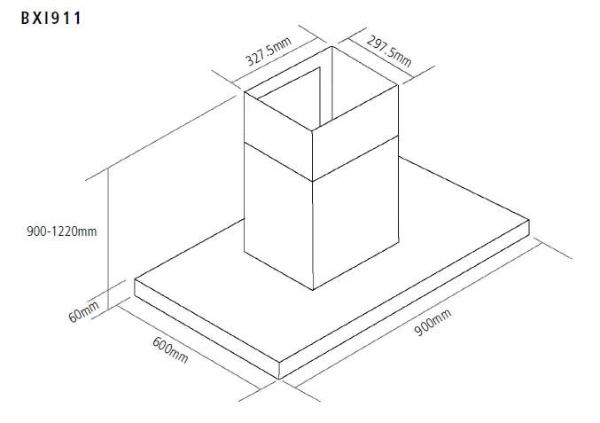caple BXI911 Island Stainless Steel 90cm Cooker Hood-01