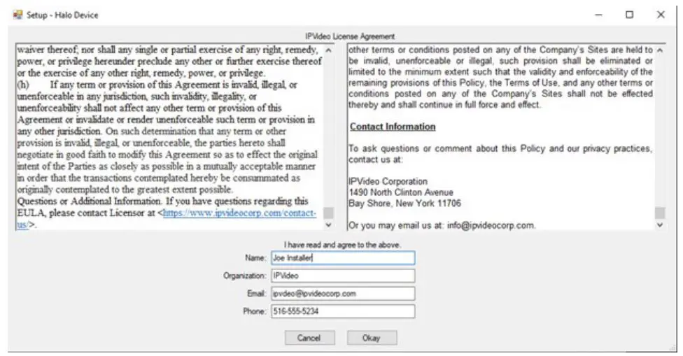 IP Video Corporation Halo Device Manager - Setup HALO Device