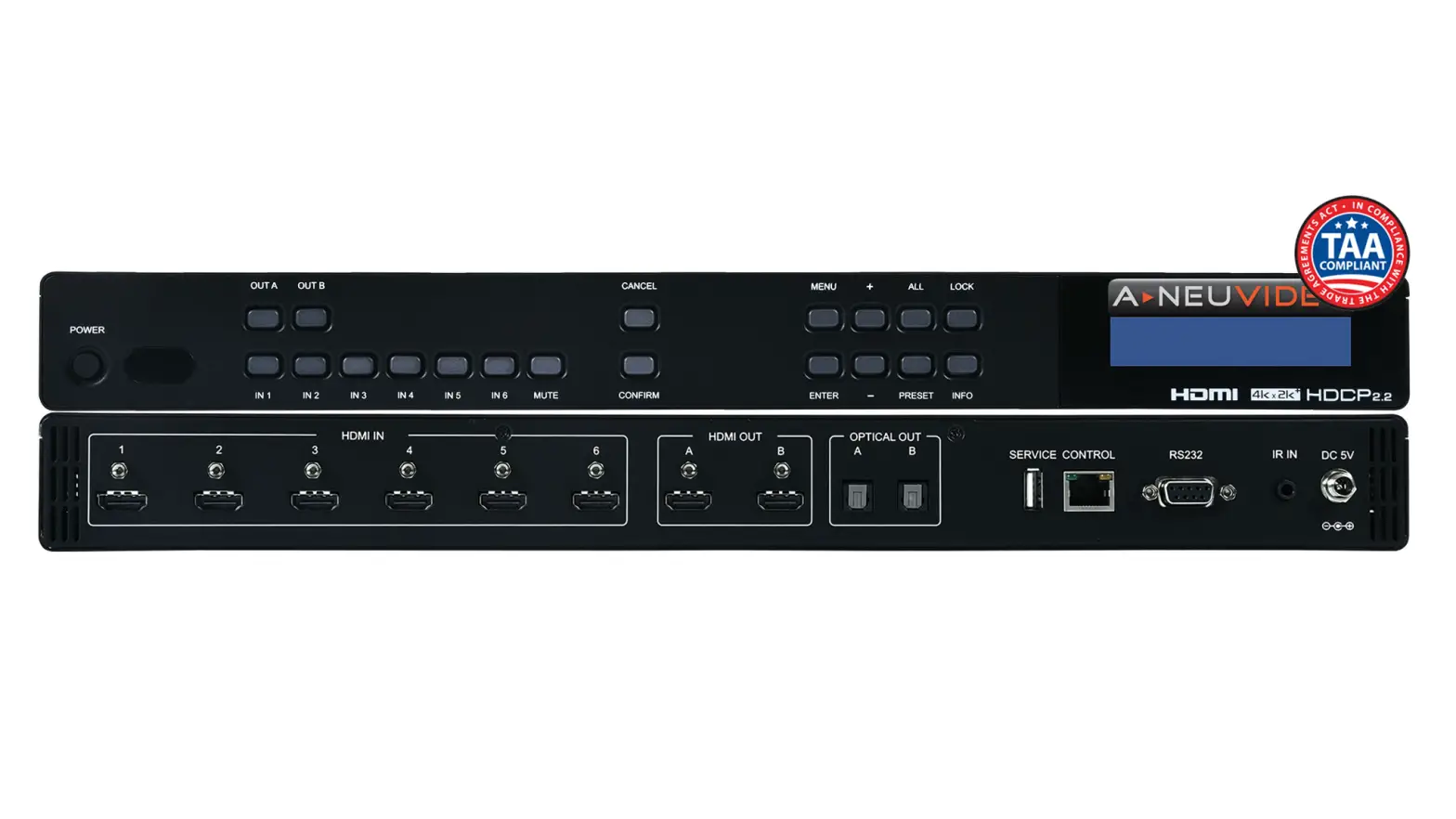 A-neuvideo Ani-62hdrh 4k Uhd+ Hdr 6x2 Hdmi Matrix With Audio De-embedding Instruction Manual