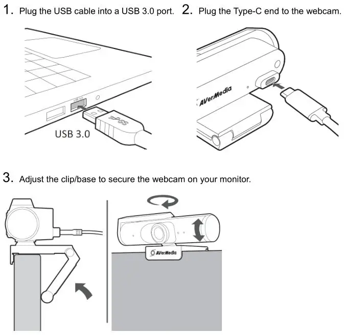 AVerMedia Live Streamer Ultra HD Webcam - Installation