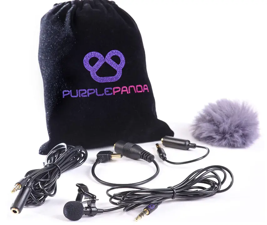 Purple-Panda-Lavalier-Lapel-Microphone-Kit-Clip-on-Omnidirectional-Condenser-Lav-Mic-Compatible-image