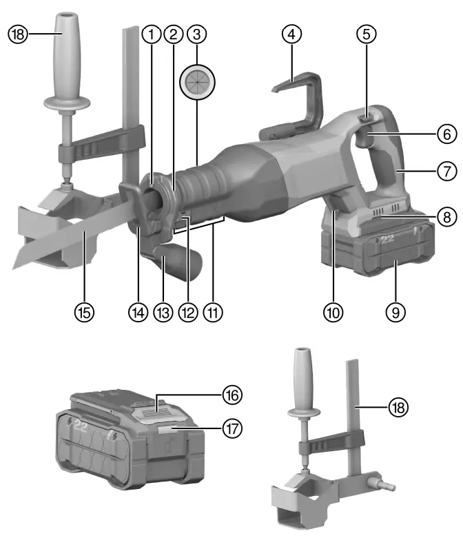 HILTI SR 6 22 Cordless Reciprocating Saws - Mount for cutting assist