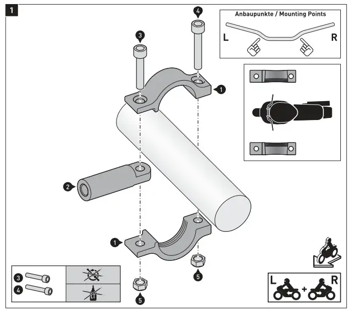 SW-MOTECH HPR.00.220.23400 B Kobra Handguard Mounting Kit - Figure 2