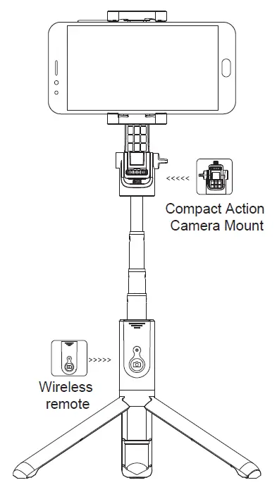 OTTO OTBTSPOD Selfie Stick and Tripod with Remote FIG (1)