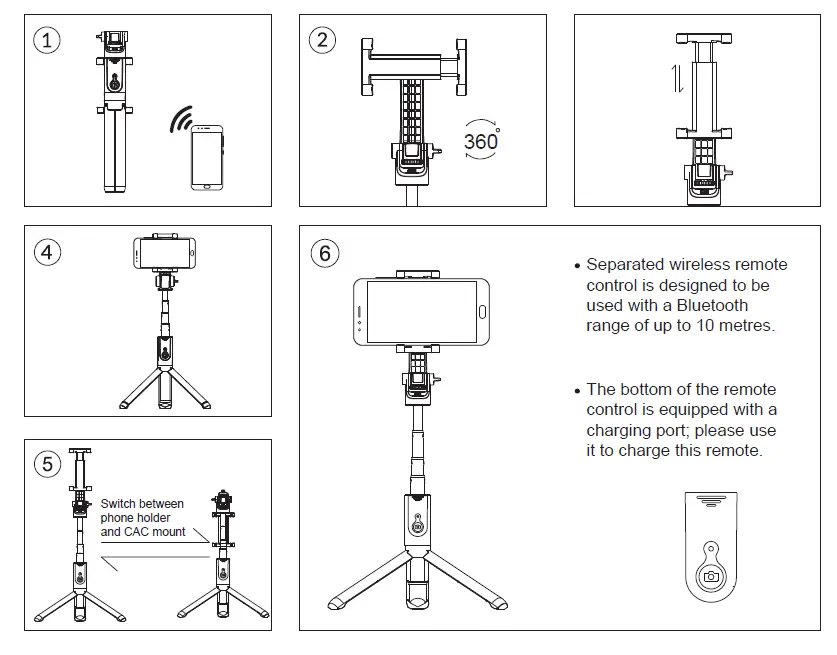 OTTO OTBTSPOD Selfie Stick and Tripod with Remote FIG (2)