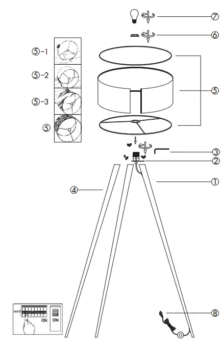 QAZQA 102214 Tripe FL Lamp 2