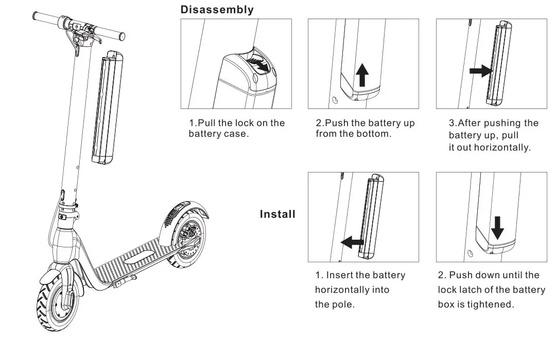 JIVR Electric Scooter Plus Silver - How to uninstall install the battery