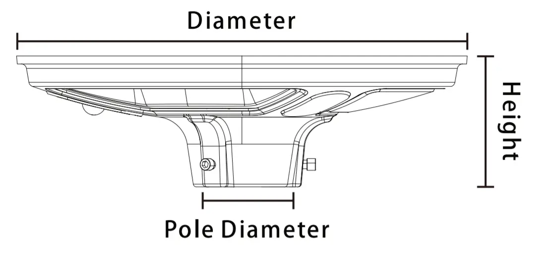 V-TAC Solar Garden Light - DIMENSIONS