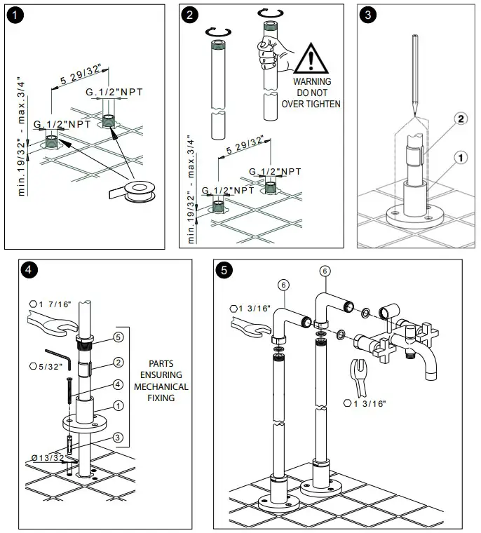 ROHL AKIT2202NLMMB Lombardia Floor Mounted Tub - FIGURE 1