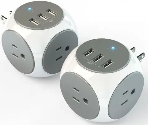 atomi Power Cube 3 AC Outlets + 3 Smart USB Ports