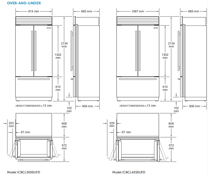 SUB ZERO Classic Series Stainless Steel Bottom Freezer - MODELS2