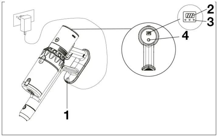Salente CleanPro Stick Vacuum Cleaner with Wet Wiping - Charging the battery 1