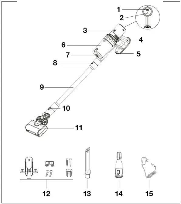Salente CleanPro Stick Vacuum Cleaner with Wet Wiping - Vacuum cleaner components