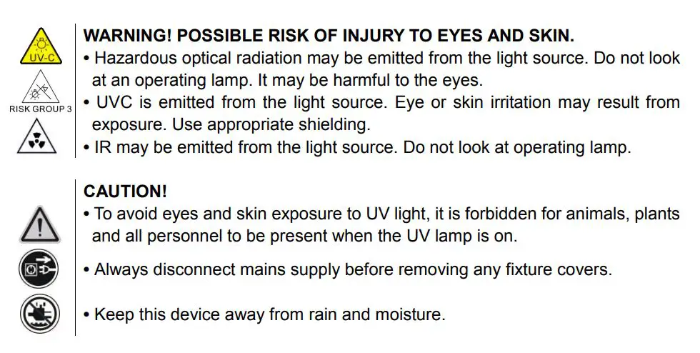 GOLDENSEA UV UVL150 Healthcare Facility Disinfection System User Guide - Symbol