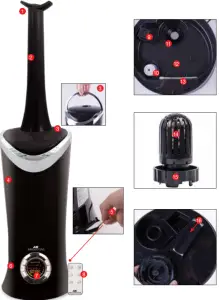 AIR INNOVATION MH701BA Clean Mist Smart Humidifier.Parts & Contentsrts