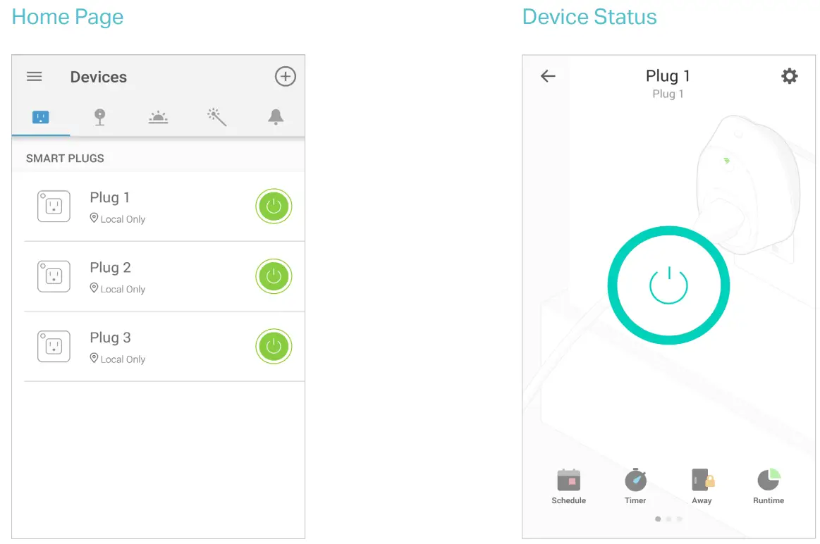 tp-link EP10 Kasa Smart Wi-Fi Plug Mini User Guide - Main Device Controls