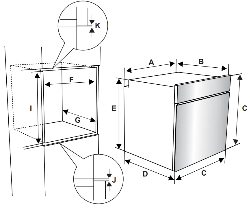 kluge KTE1030B Built In Oven - wall unit