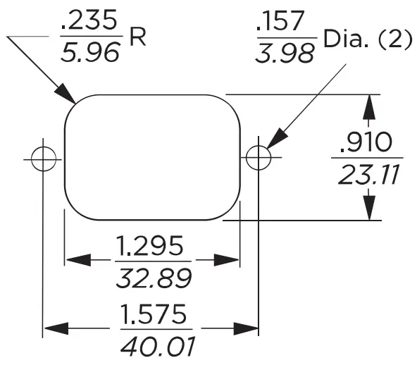 TE connectivity VR3 ER3 Two Stage General Purpose RFI Power Line Filter - Recommended Panel Cutout