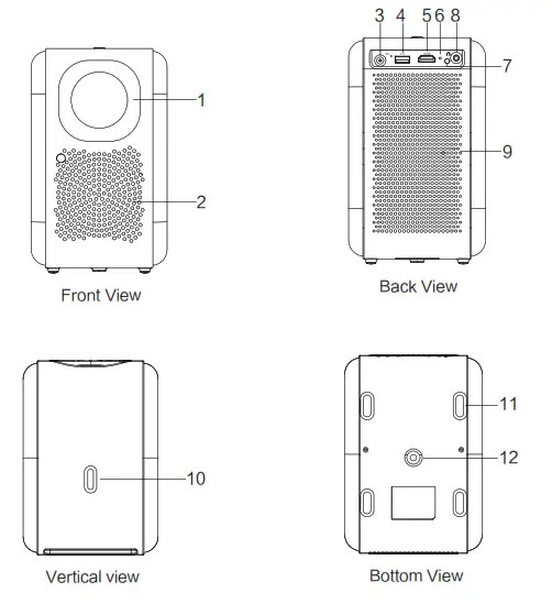 WUXI WH7187 Smart Projector - keys