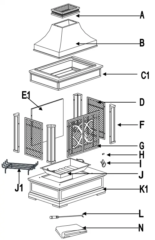 SUNJOY GROUP A304001001 Smith Collection Slate Wood Burning Fireplace - Fig 1
