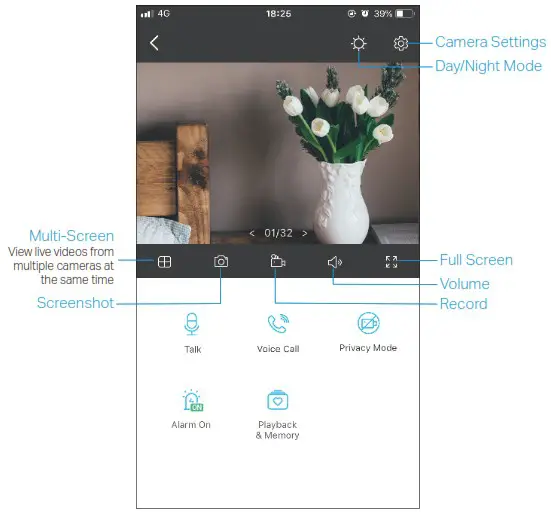 tp link tapo TC60 Home Security WiFi Camera - Main Camera Controls 2