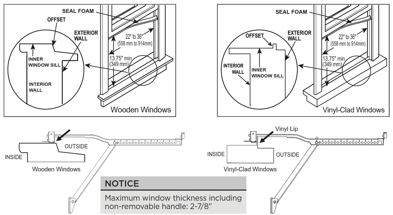 Midea MAW08V1QWT Window Type Air Conditioner -- WINDOW REQUIREMENTS