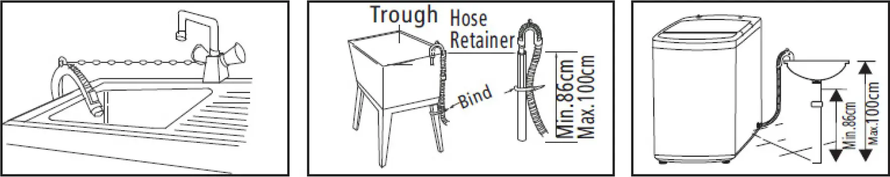 drain hose in an upper draining system