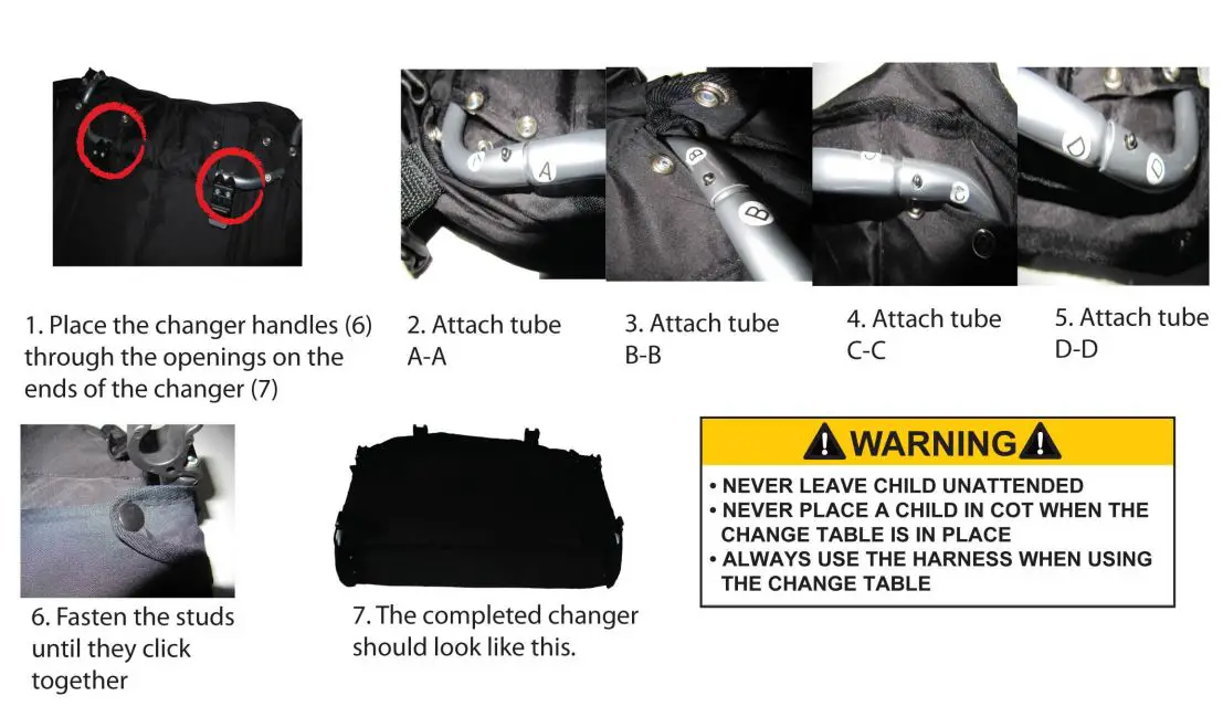 lovencare 723253 3-in-1 Sleep N Go Travel Cot Instruction Manual - Assembling the changer