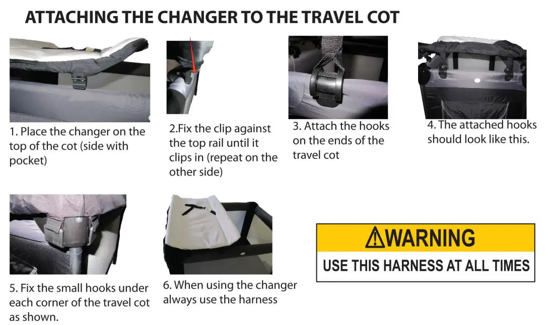 lovencare 723253 3-in-1 Sleep N Go Travel Cot Instruction Manual - Attaching the changer to the travel cot