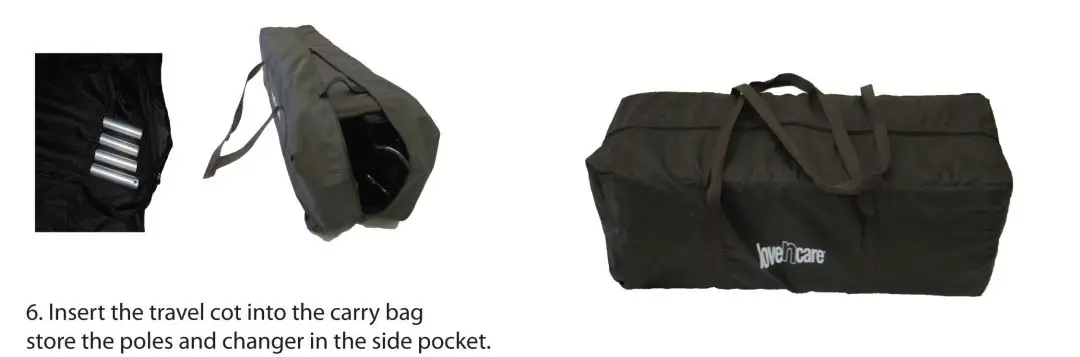 lovencare 723253 3-in-1 Sleep N Go Travel Cot Instruction Manual - Folding the cot