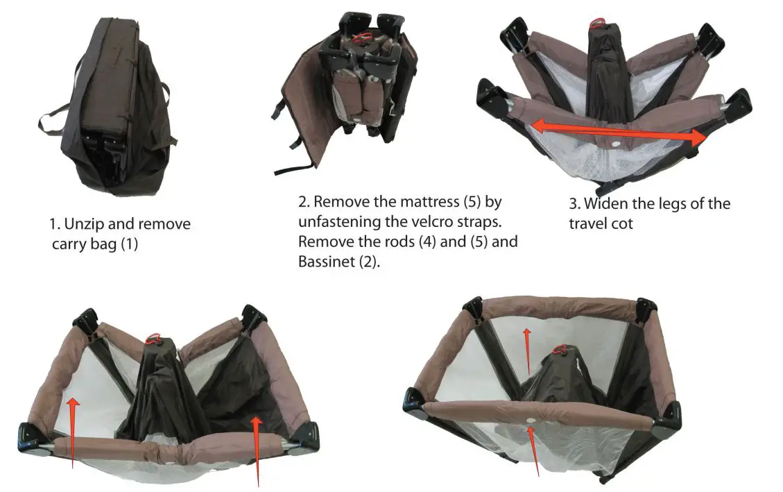 lovencare 723253 3-in-1 Sleep N Go Travel Cot Instruction Manual - Opening and unfolding