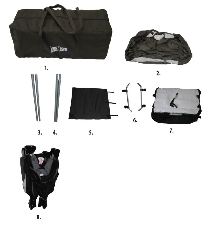 lovencare 723253 3-in-1 Sleep N Go Travel Cot Instruction Manual - Part list