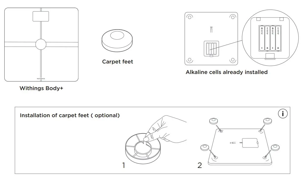 WITHINGS Body+ Body Composition Digital WiFi Smart Scale Installation Guide - Box contents