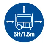 Keep all objects at least 5 feet