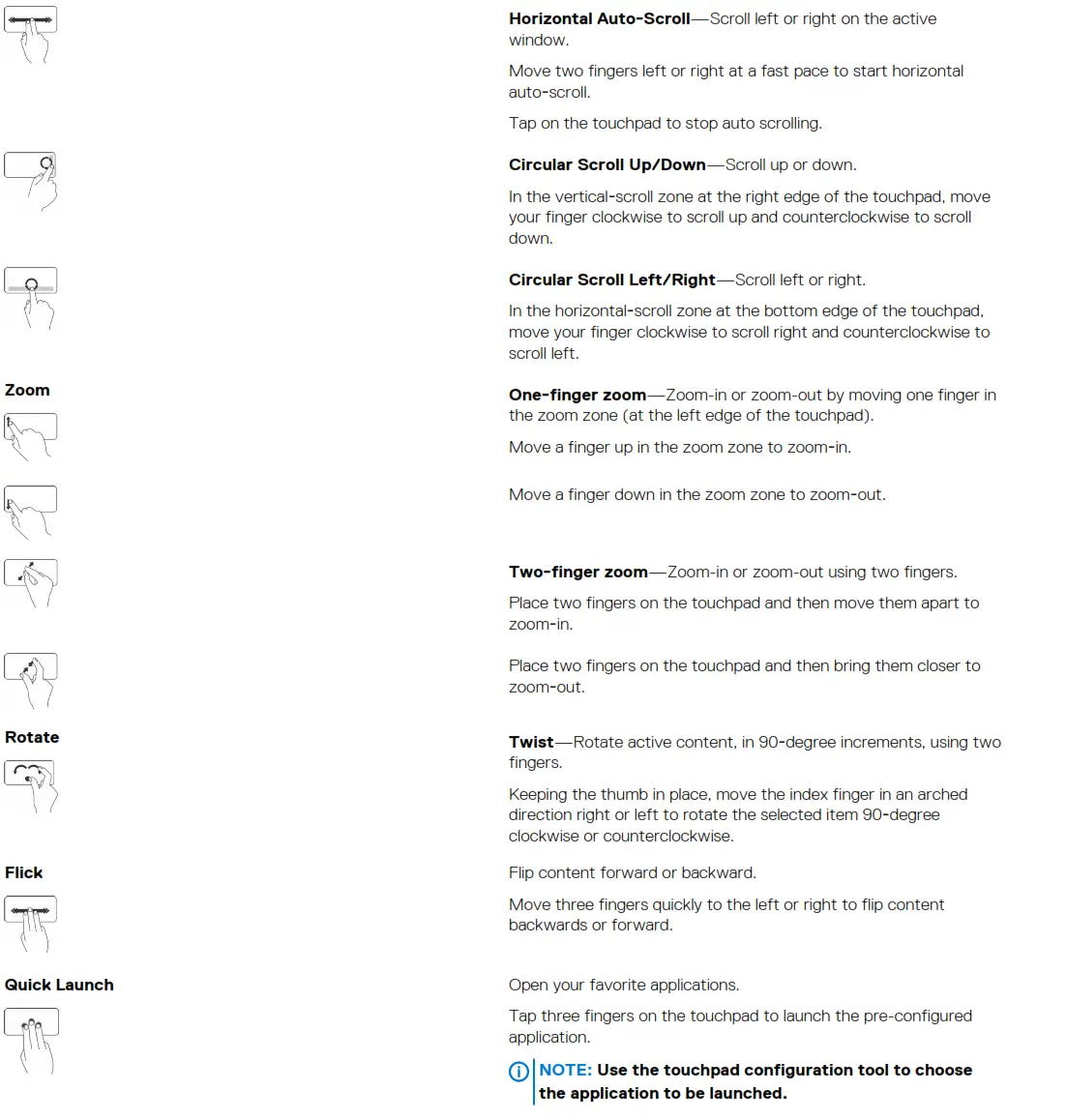 List of touchpad gestures