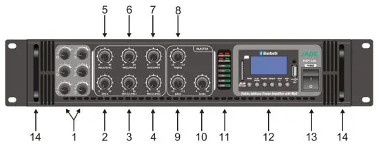 JADE PAP-180 Public Address Power Amplifier - panel