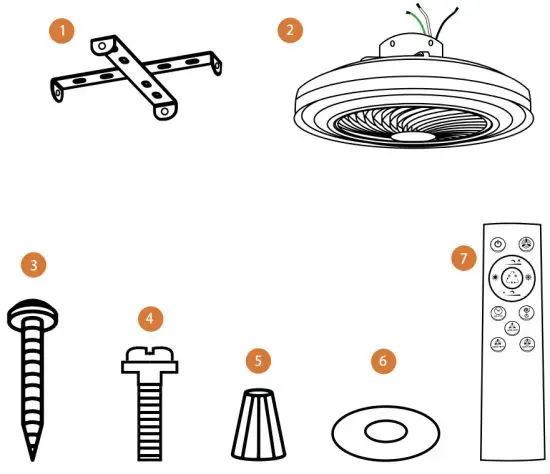 Zhongshan Guzhen Yesheng Lighting Factory KBF 42 Bladeless Ceiling Fan with Dimmable LED Light - TOOLS FOR INSTALLATION 1