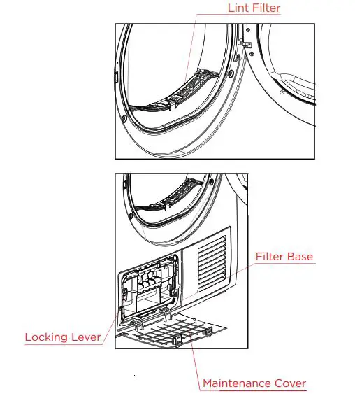 kogan 7kg Heat Pump Dryer Instruction Manual - CLEANING THE LINT and Base FILTER