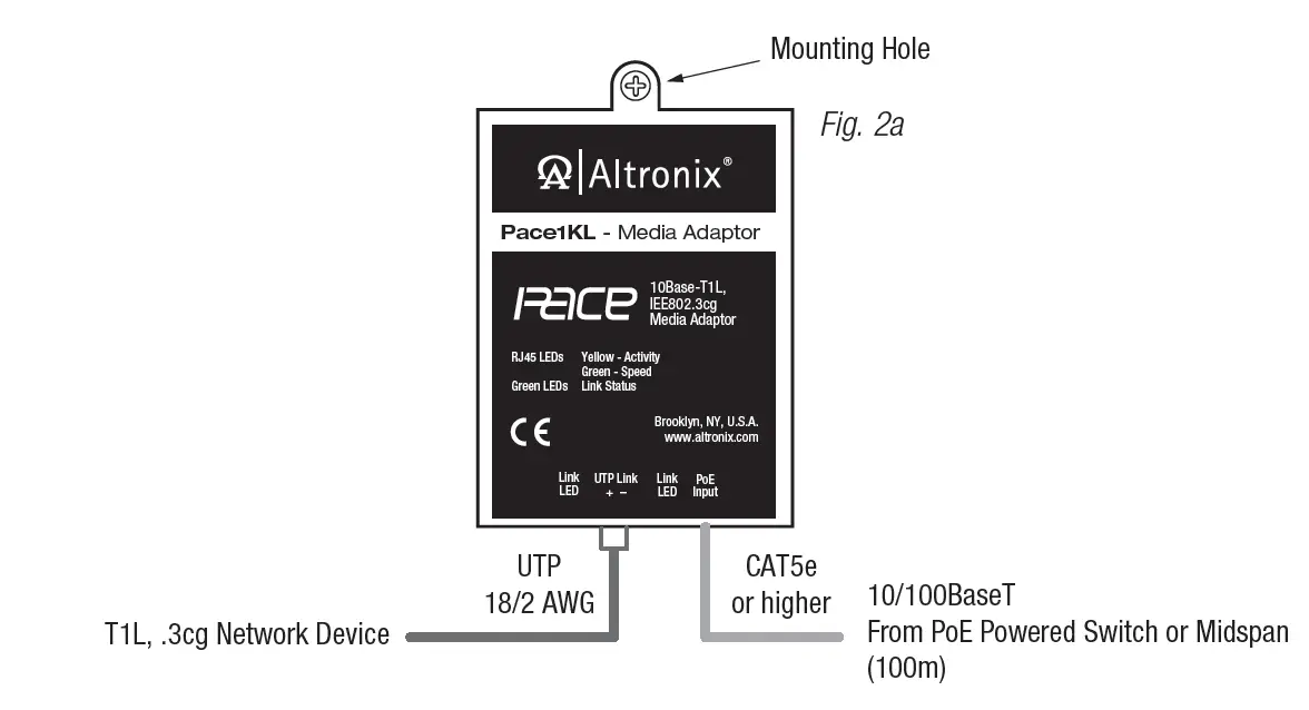 Altronix 10Base-T1L Pace 1KL Single Pair Ethernet Media Adaptor-fig2