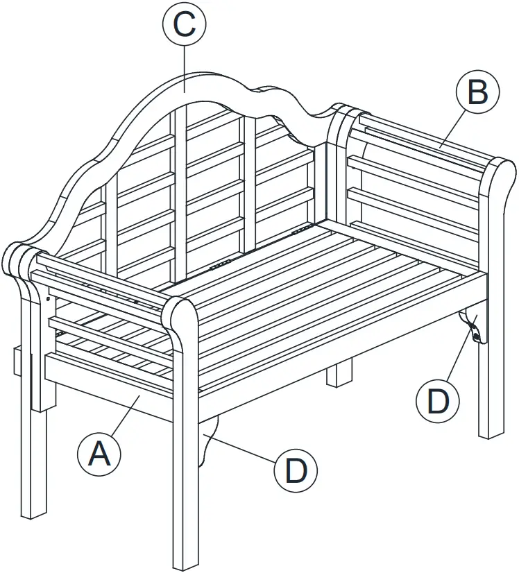 COSTWAY OP70341 Folding Wood Lutyens Garden Bench 03