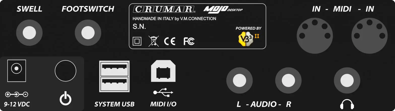 CRUMAR mojo Desktop Ultimate Tonewheel - THE REAR PANEL