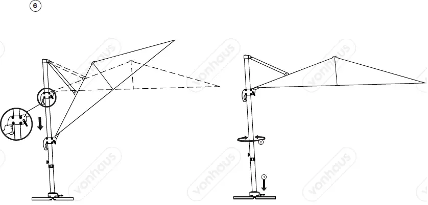 VonHaus 2500187 2.5m Grey Garden Cantilever Overhanging Parasol-5