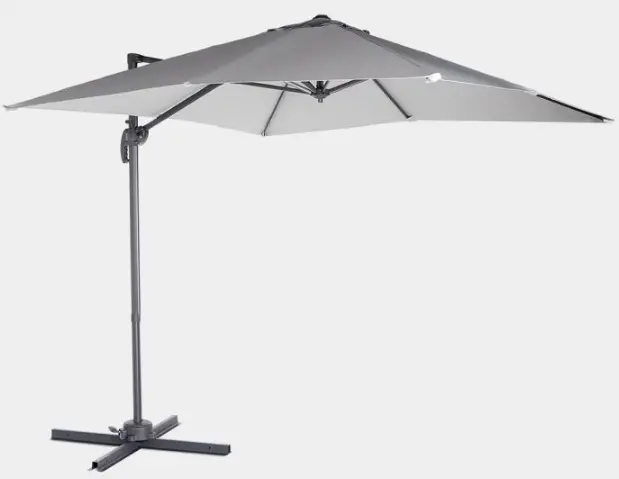VonHaus 2500187 2.5m Grey Garden Cantilever Overhanging Parasol