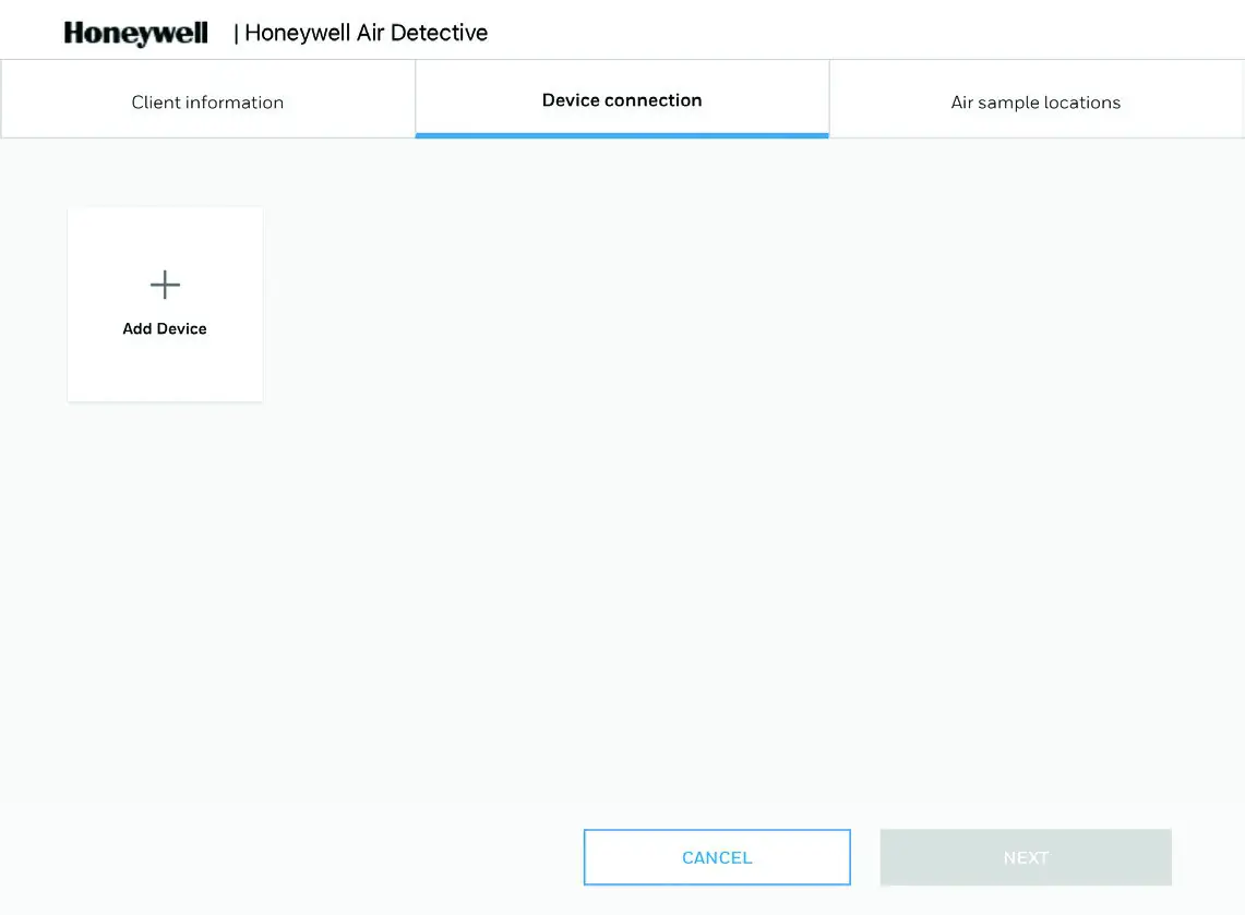 Honeywell 32352460 Air Detective -DEVICE CONNECTION TAB