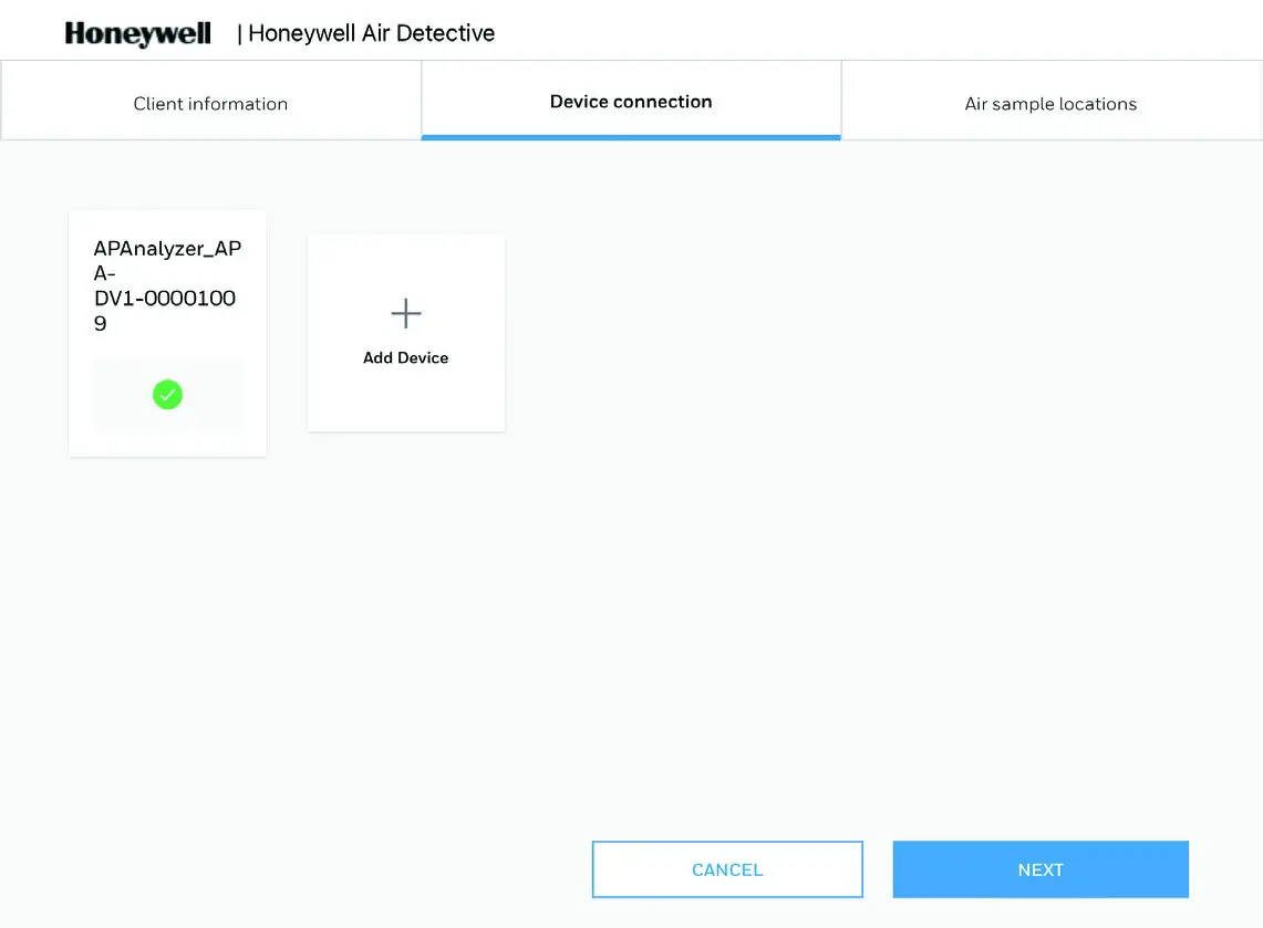 Honeywell 32352460 Air Detective - DEVICE CONNECTION TAB